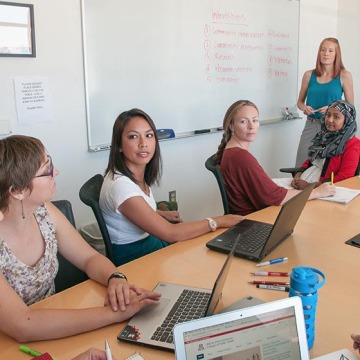 group of diverse women studying