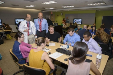 The hypothetical pandemic flu event, held in person in past years, has been a favorite interprofessional education activity for Health Sciences students. Organizers switched gears this year to focus on real-world lessons learned from the COVID-19 pandemic.