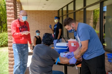 AZ HEROES, which was started to evaluate COVID-19 infections among the frontline workersusing antibody testing results from sites around the state, including the Winslow, Arizona, site pictured, is now researching vaccine effectiveness and has expanded its participant eligibility to include some college students.(Photo: University of Arizona Health Sciences/Kris Hanning)