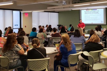 Chris Sogge, College of Nursing academic advisor, leads a Safe Zone inclusive health care workshop at Banner – University Medical Center, where more than 1,500 people have received this training.