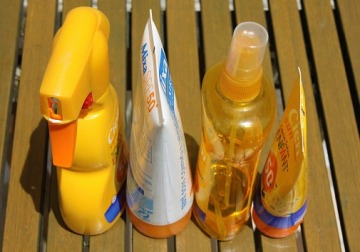 Bottles of sunscreen