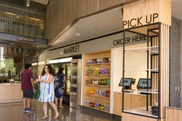 Customers shop at the new cafe