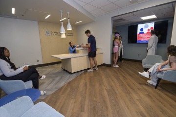 The reception area of the new Center for Sleep, Circadian and Neuroscience Research .