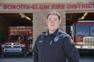 Erik Ceron is working full time as a firefighter/paramedic at the Sonoita-Elgin Fire District.