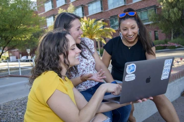 (From left): Heidi Steiner, a computation and data science educator at the Data Science Institute, meets with Data Science Fellows program participants Rojas and Lydia Jennings, PhD. 