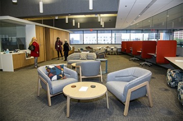 The Commons is a casual place where faculty can read newspapers, enjoy a cup of coffee and relax.