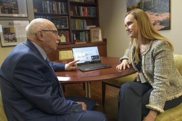Fayez Ghishan, MD, chair of the College of Medicine – Tucson Department of Pediatrics and director of the UArizona Steele Children’s Research Center, mentors Katri Typpo, MD.
