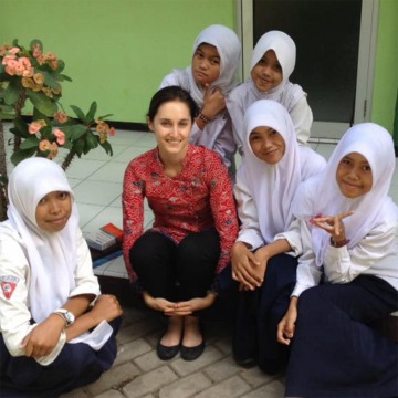 Liatti with her 10th grade students during her first year teaching in Indonesia as a Peace Corps volunteer
