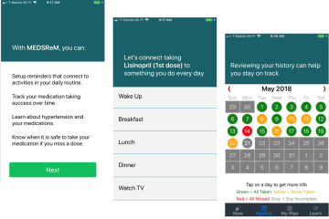 The MEDSReM app relies on associative processes rather than memory to help people with mild cognitive impairment take their medication on time. Click to enlarge. 