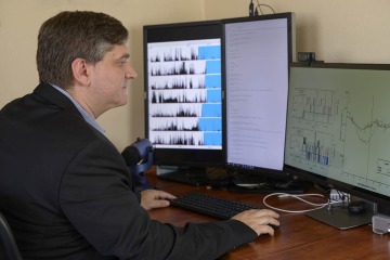 Dr. Grandner examines polysomnography charts included in sleep studies to analyze a patient’s sleep, tracking brain waves, blood oxygen levels, heart rate and breathing as well as eye and leg movements. Poor sleep can be linked to health conditions including cardiovascular disease, diabetes, obesity and more.