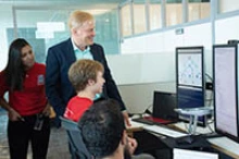 High school students, as KEYS interns, learn about the role of big data in medical research in summer 2018 in the lab of Dr. Yves Lussier, director of the Center for Biomedical Informatics and Biostatistics at the UArizona Health Sciences campus in Tucson. This year, the students will participate remotely via digital connections in the KEYS program. (Photo: Deanna Sanchez/UArizona BIO5 Institute)