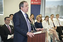 Michael Dake, MD, UArizona Health Sciences senior vice president, at winter announcement of College of Medicine – Phoenix scholarship recipients. (Photo: Kris Hanning/University of Arizona Health Sciences)