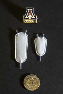 The pouch is being tested in two sizes so that it could eventually be used in children or adults for the treatment of Type 1 diabetes.