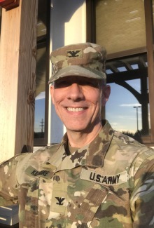 Soldier in camouflage uniform
