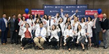 Last winter’s PCP Scholarship winners from the UArizona College of Medicine – Tucson celebrate with college and health sciences leaders. (Photo: Noelle Haro Gomez/University of Arizona Health Sciences)