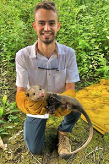 Max Oscherwitz working with a veterinarian in Colombia who conducts field research on opossums and Chagas disease caused by kissing bugs. (Image: Max Oscherwitz Blog)