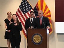 UArizona President Robert C. Robbins speaks at a news conference on antibody testing with Gov. Doug Ducey. Click for video. 