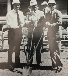 1982 ground breaking for the first iteration of the Skaggs Pharmaceutical Sciences Center with former University of Arizona President John Schaefer, former vice president of Skaggs Companies Arnold E. Ford, and former College of Pharmacy Dean Jack. R. Cole, PhD.