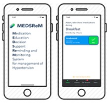 The homescreen (left) for the MEDSReM medication adherence mobile app and an example of how the app notifies a patient (right) that they may have missed a scheduled time for them to take their medication. Click to enlarge. (Image: University of Arizona College of Pharmacy)